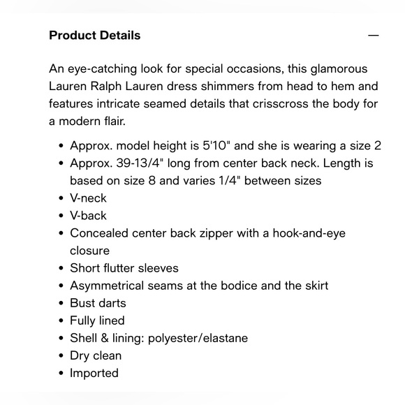 Lauren Ralph Lauren Champagne Silver Flutter-Sleeve Shimmer Dress - Picture 4 of 7